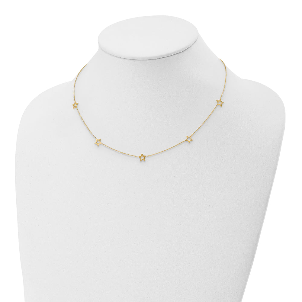 14K Yellow Gold Necklace with Star and 2-inch Extension