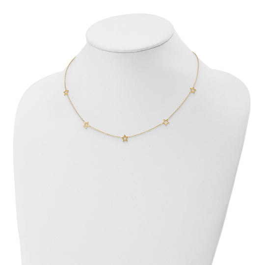 14K Yellow Gold Necklace with Star and 2-inch Extension