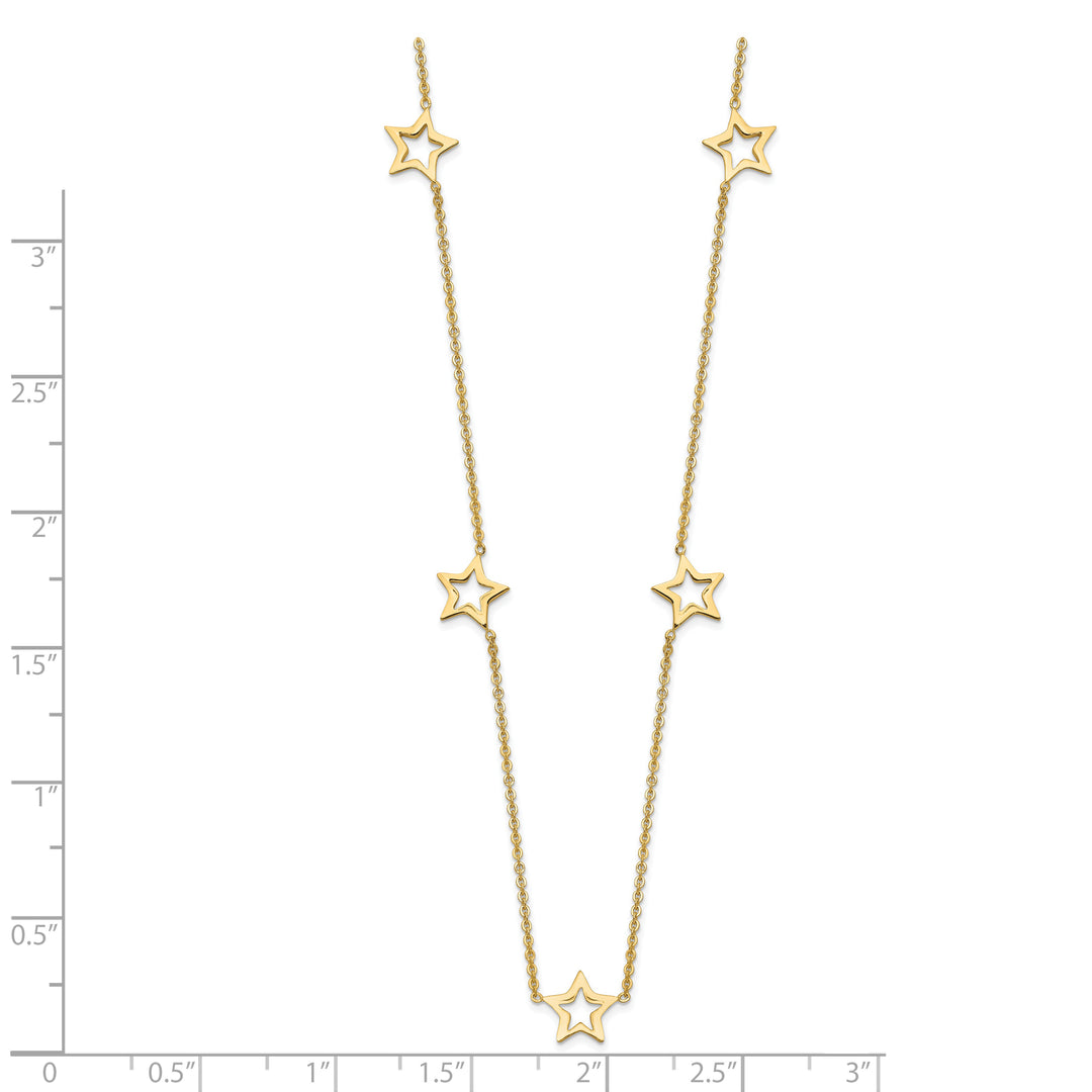 14K Yellow Gold Necklace with Star and 2-inch Extension