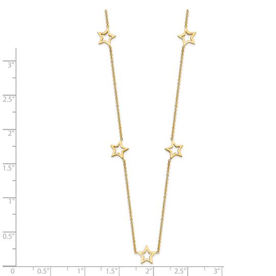 14K Yellow Gold Necklace with Star and 2-inch Extension