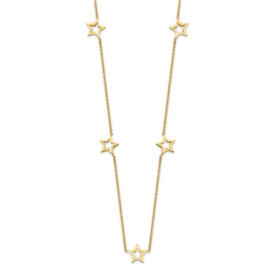 Collar de Oro Amarillo de 14K con Estrella y Extensión de 2 pulgadas
