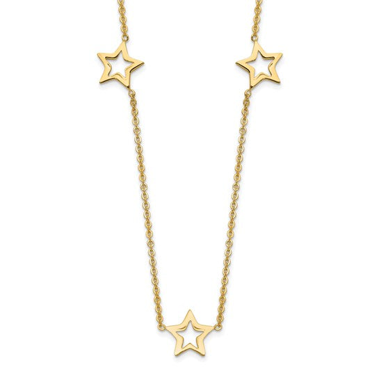 14K Yellow Gold Necklace with Star and 2-inch Extension