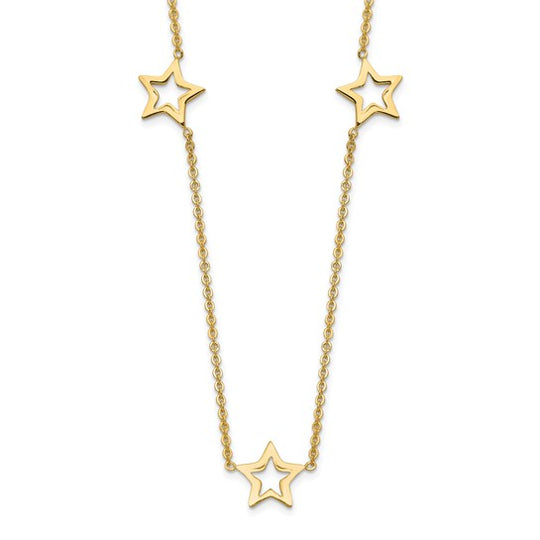 14K Yellow Gold Necklace with Star and 2-inch Extension