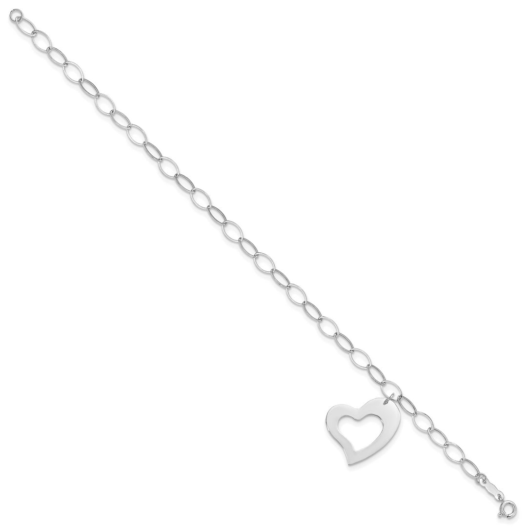Pulsera de Corazón Colgante en Oro Blanco de 14k