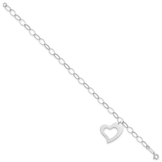Pulsera de Corazón Colgante en Oro Blanco de 14k