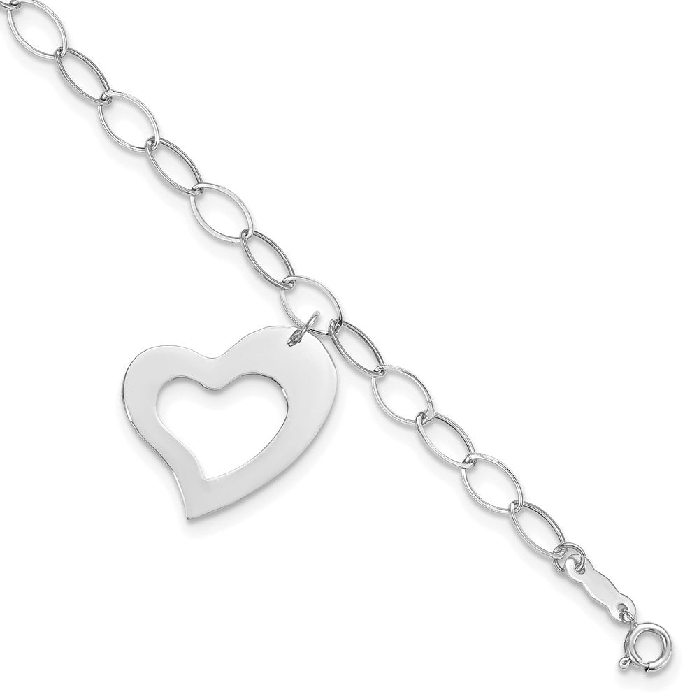 Pulsera de Corazón Colgante en Oro Blanco de 14k