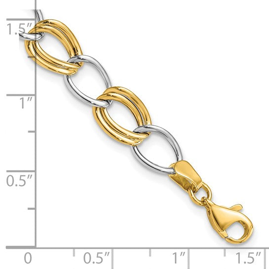 Brazalete de Enlace Abierto Pulido en Oro Bicolor de 14k
