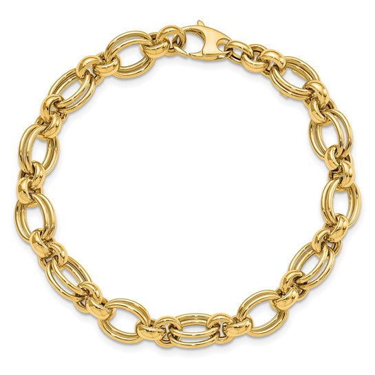 Pulsera 14K Pulida con Enlace Fancy