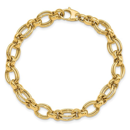 Pulsera 14K Pulida con Enlace Fancy