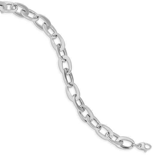 Pulsera Fancy Link 14K Blanco Pulido