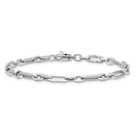 Pulsera de Eslabones Elegantes Pulidos en Oro Blanco de 14K