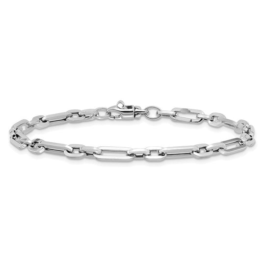 Pulsera de Eslabones Elegantes Pulidos en Oro Blanco de 14K
