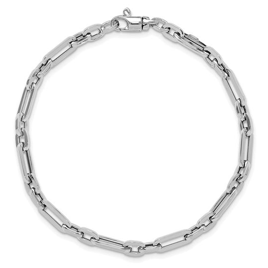 Pulsera de Eslabones Elegantes Pulidos en Oro Blanco de 14K