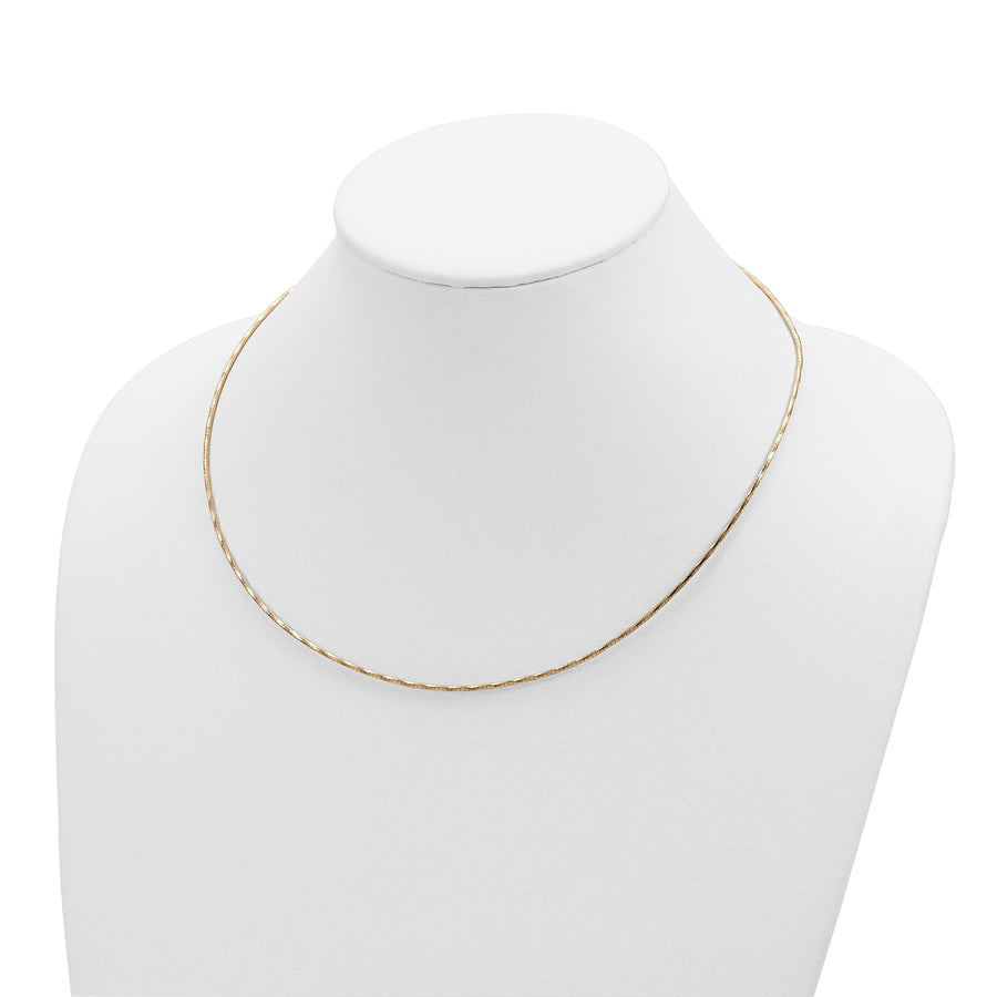 Collar Omega Retorcido Redondo en Oro Amarillo Pulido de 14K con Extensión de 2 pulgadas