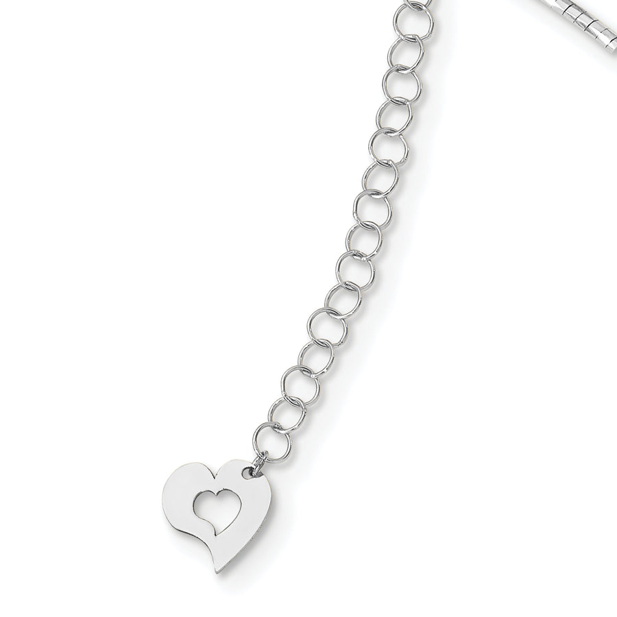 Collar Omega 14K Blanco Pulido con Extensión de 2 in y Detalle Torcido