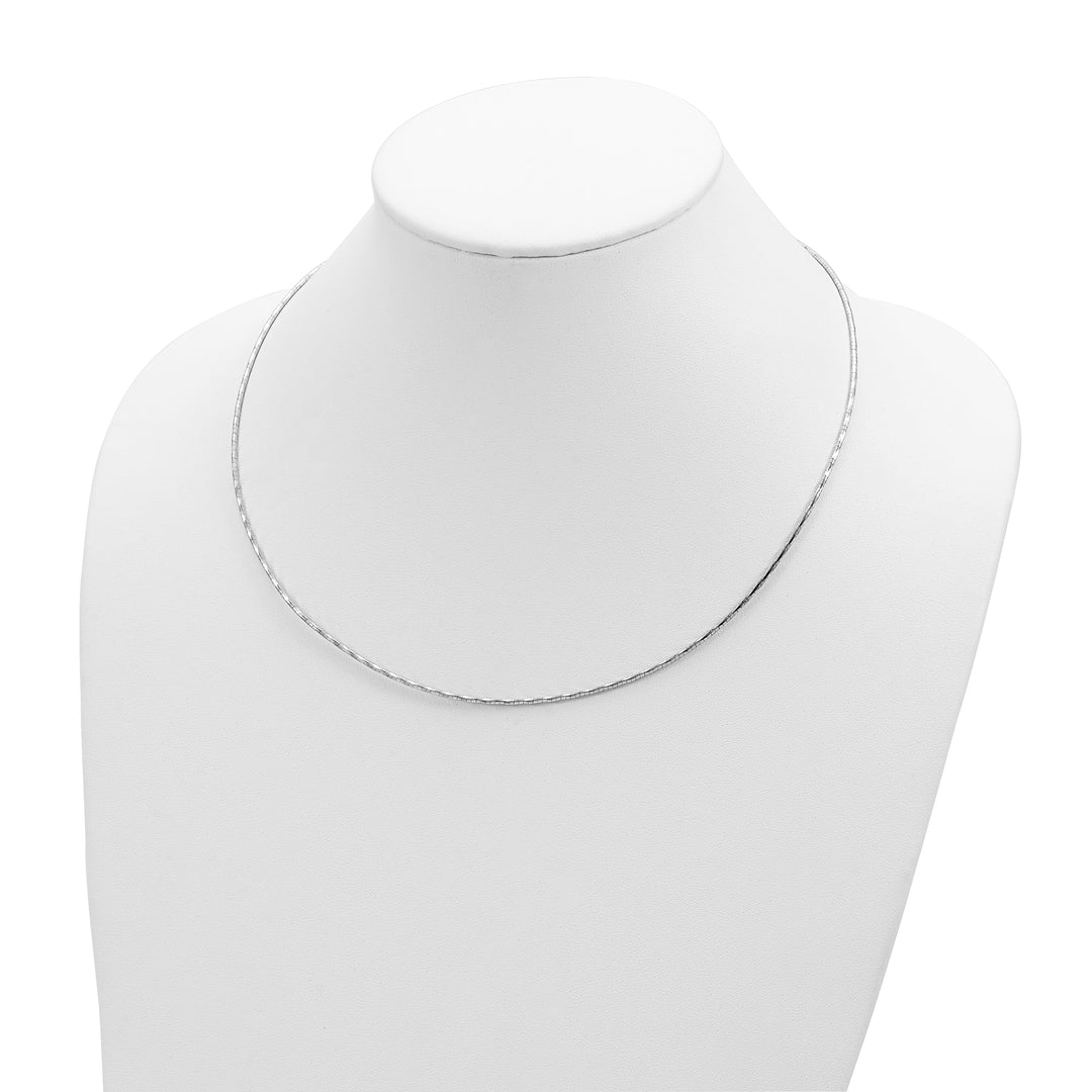 Omega 14K White Polished Necklace with 2" Extension and Twist Detail