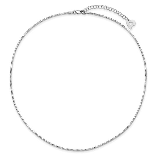 Omega 14K White Polished Necklace with 2" Extension and Twist Detail