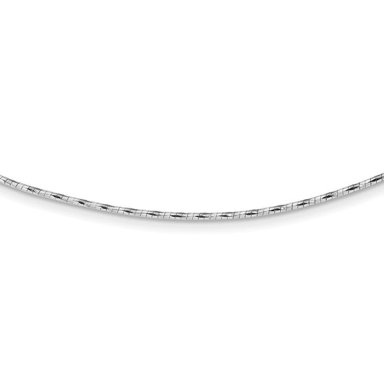 Omega 14K White Polished Necklace with 2" Extension and Twist Detail