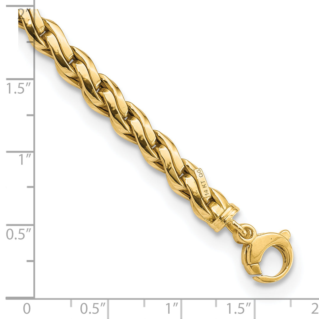 Pulsera 14K Pulida de Enlace Elegante 7.5 Pulgadas