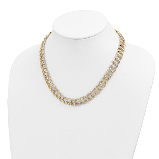 14K Yellow Gold Polished Triple Fancy Link Necklace – 18 Inches