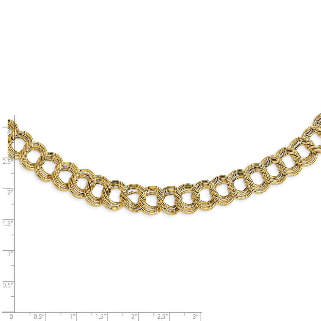 14K Yellow Gold Polished Triple Fancy Link Necklace – 18 Inches