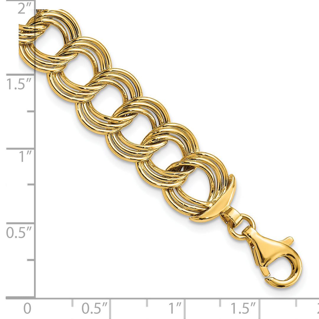 Pulsera 14K Pulida con Triple Enlace Fancy