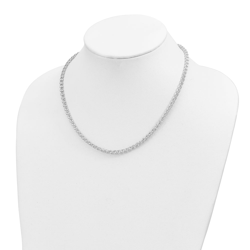 14K White Gold Necklace with Elegant and Polished Links - 18.25 Inches