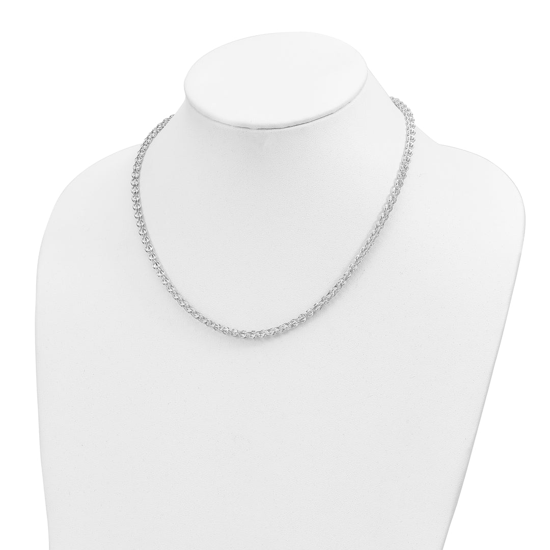 14K White Gold Necklace with Elegant and Polished Links - 18.25 Inches