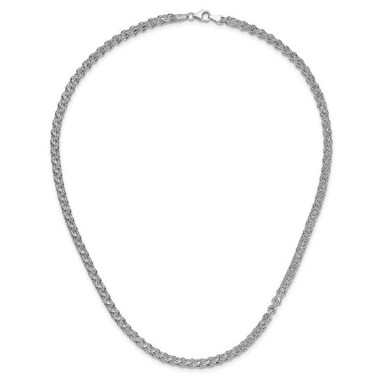 14K White Gold Necklace with Elegant and Polished Links - 18.25 Inches