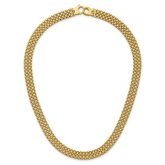 14K Brushed and Polished Basketweave Necklace 17" Inches