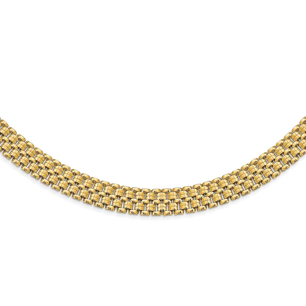 14K Brushed and Polished Basketweave Necklace 17" Inches