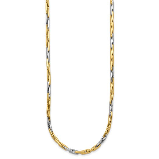Collar de 14K de Enlace Fancy Pulido en Dos Tonos - 18”Pulgadas