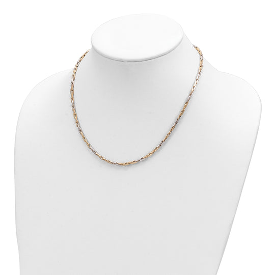 14K Two-Tone Polished Fancy Link Necklace - 18" Inches