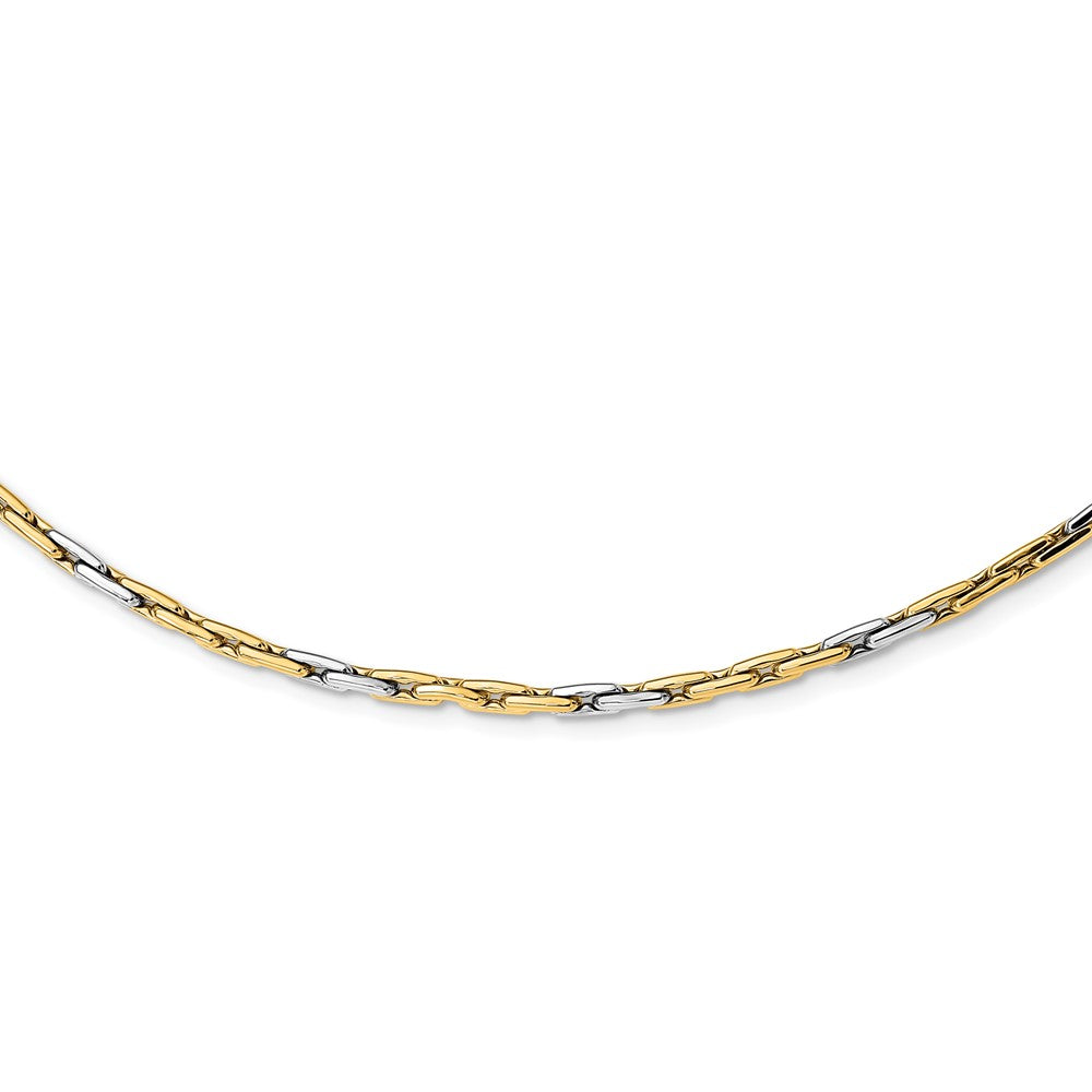14K Two-Tone Polished Fancy Link Necklace - 18" Inches