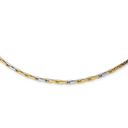 14K Two-Tone Polished Fancy Link Necklace - 18" Inches