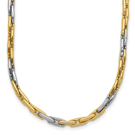 14K Two-Tone Polished Fancy Link Necklace - 18" Inches