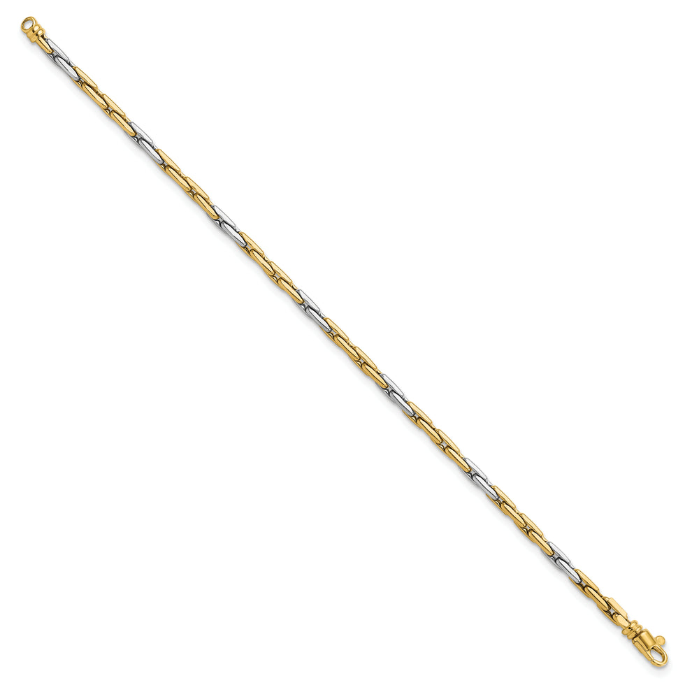 Pulsera Elegante de Eslabones en 14K Bicolor Pulido de 7.5 Pulgadas