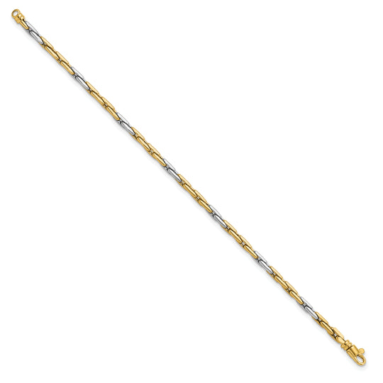 Pulsera Elegante de Eslabones en 14K Bicolor Pulido de 7.5 Pulgadas