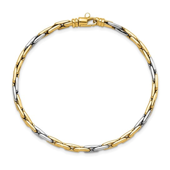 Pulsera Elegante de Eslabones en 14K Bicolor Pulido de 7.5 Pulgadas
