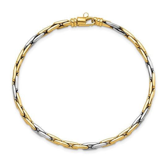 Pulsera Elegante de Eslabones en 14K Bicolor Pulido de 7.5 Pulgadas