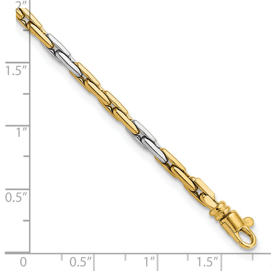 Pulsera Elegante de Eslabones en 14K Bicolor Pulido de 7.5 Pulgadas