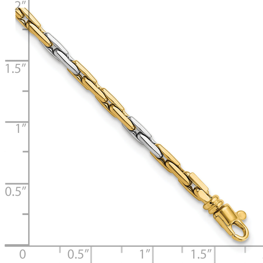 Pulsera Elegante de Eslabones en 14K Bicolor Pulido de 7.5 Pulgadas