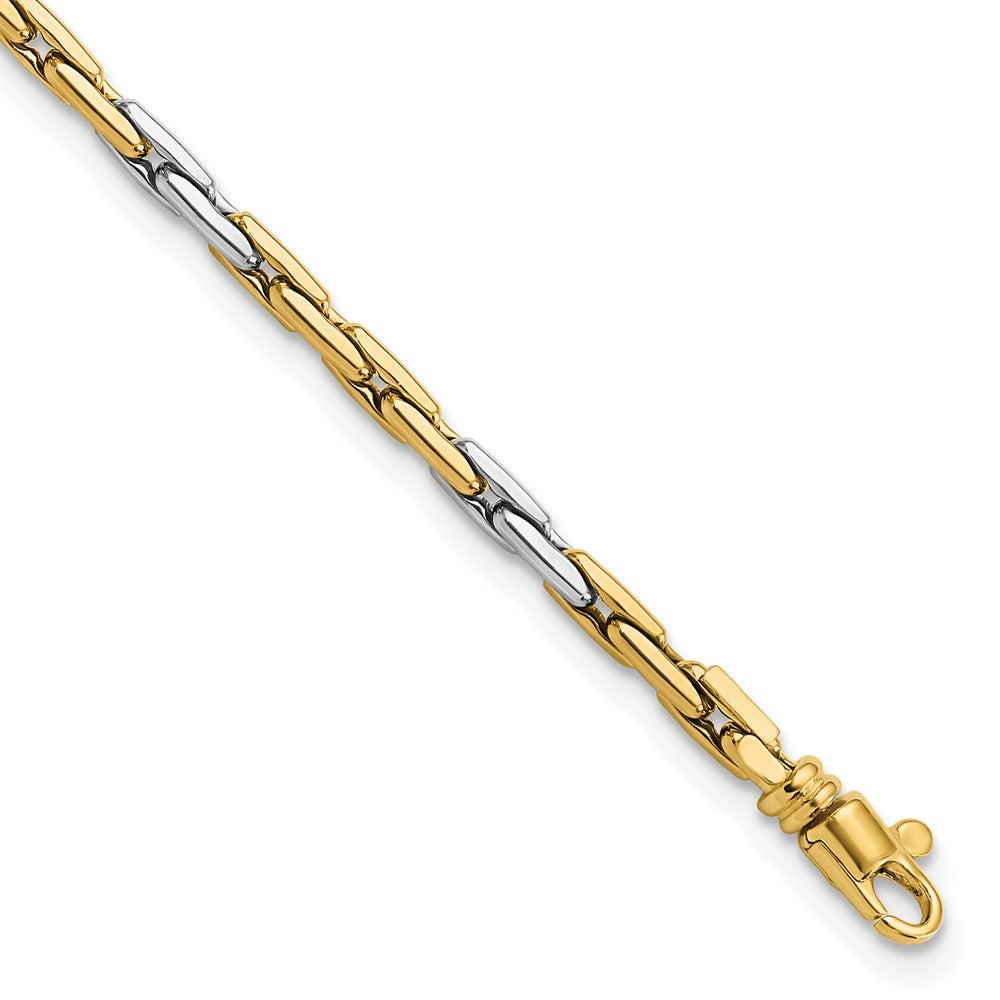 Pulsera Elegante de Eslabones en 14K Bicolor Pulido de 7.5 Pulgadas