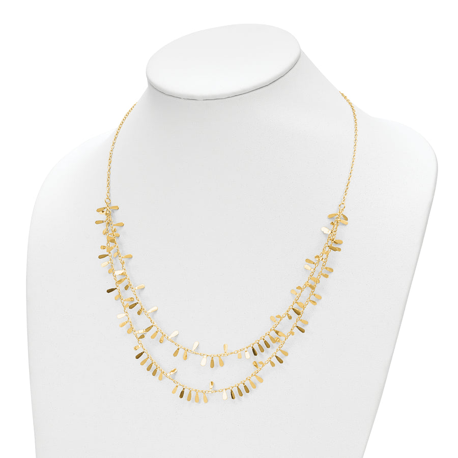 Collar Fantasía de Doble Cadena en Oro Amarillo de 14K con Extensor de 2 Pulgadas