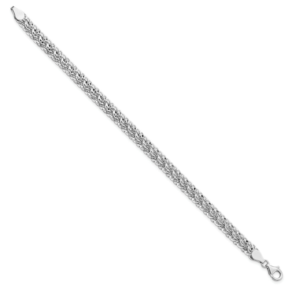 Pulsera Fancy Link de 14K Blanco Pulido D/C
