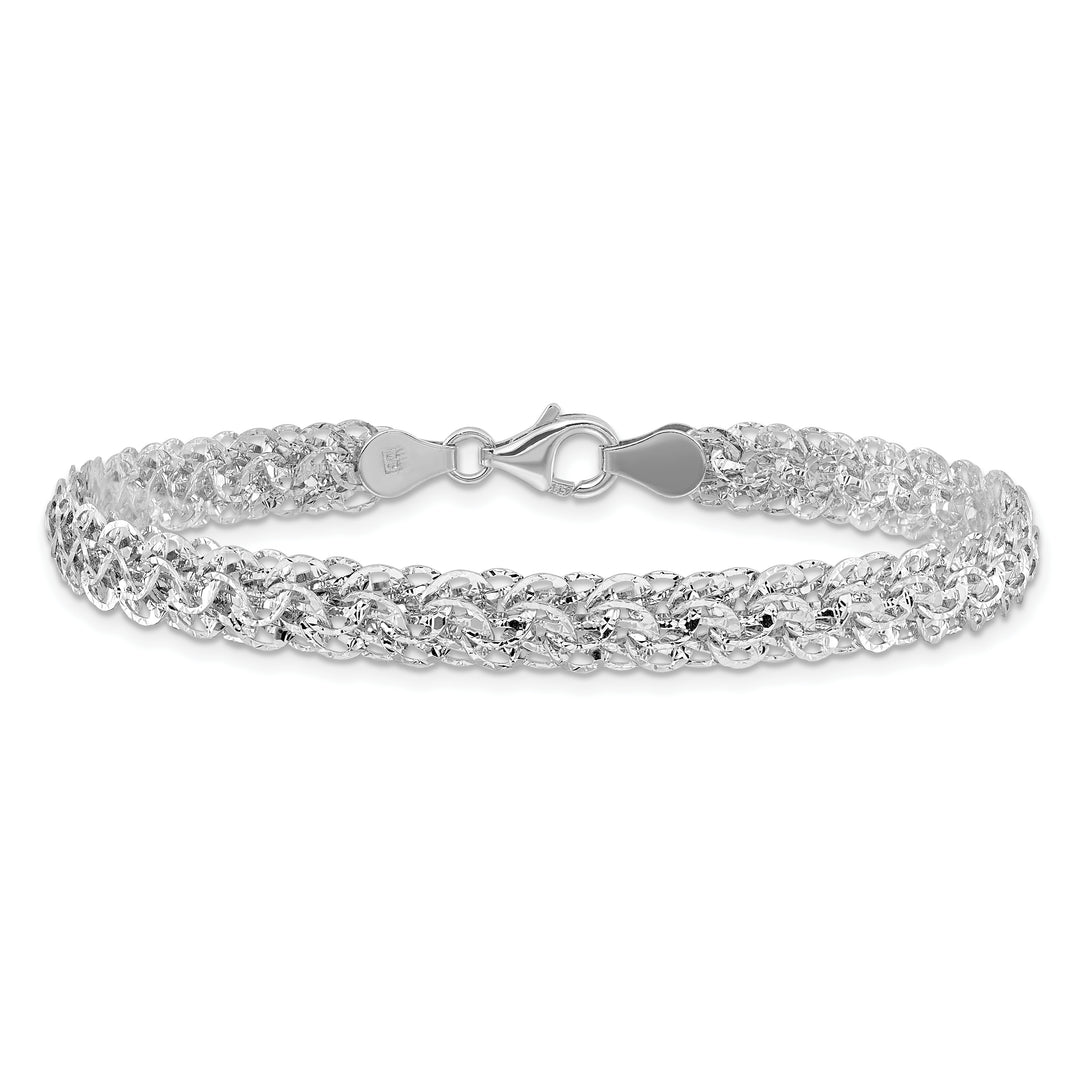 Pulsera Fancy Link de 14K Blanco Pulido D/C