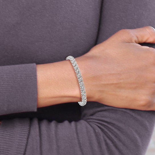 Pulsera Fancy Link de 14K Blanco Pulido D/C