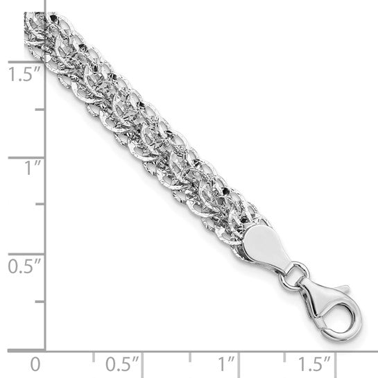 Pulsera Fancy Link de 14K Blanco Pulido D/C