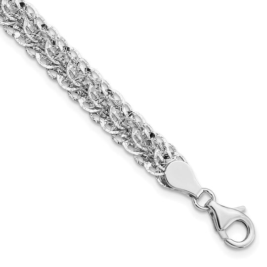 Pulsera Fancy Link de 14K Blanco Pulido D/C