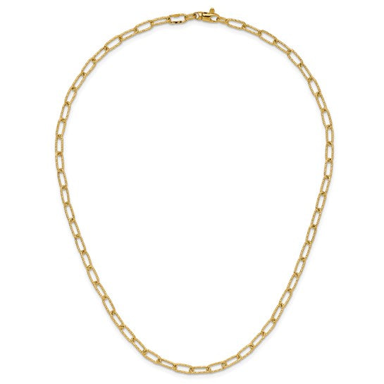 14K Yellow Gold Textured Open Necklace